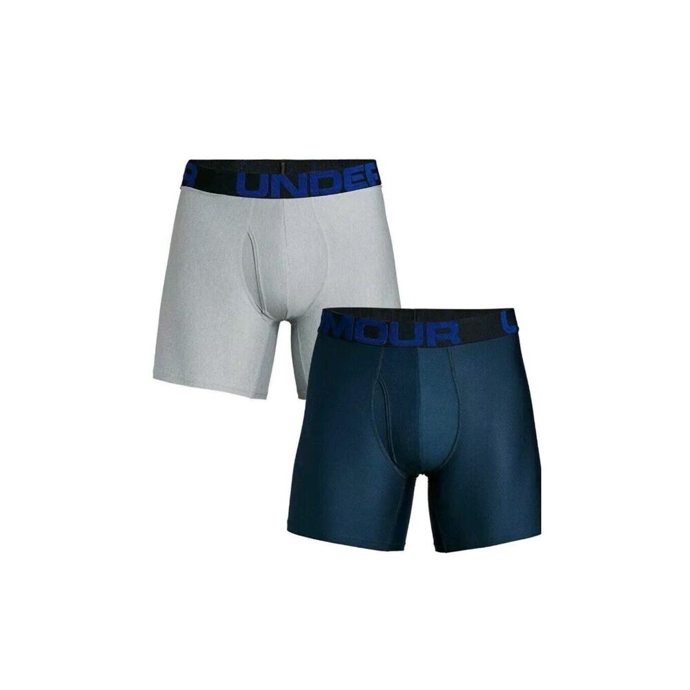 Under Armour Men's 2-pack UA Tech 6" Boxerjock Boxer Briefs Blue and Gray 5XL